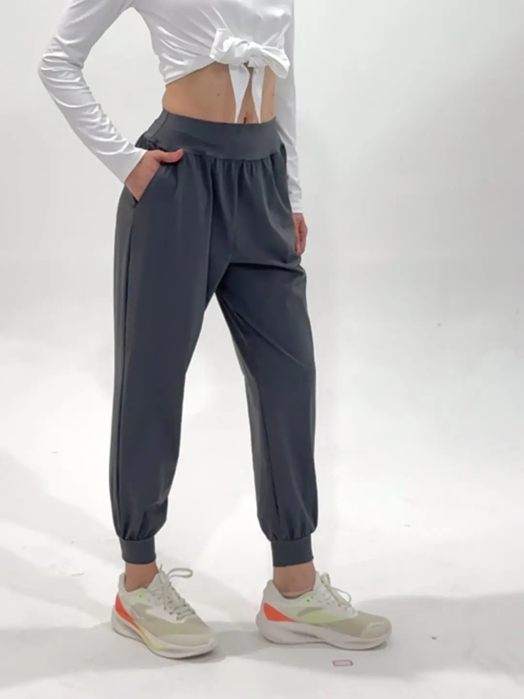 Spring and summer loose moisture-wicking mid-waist women's casual leggings slimming loose running training fitness pants - Image 8