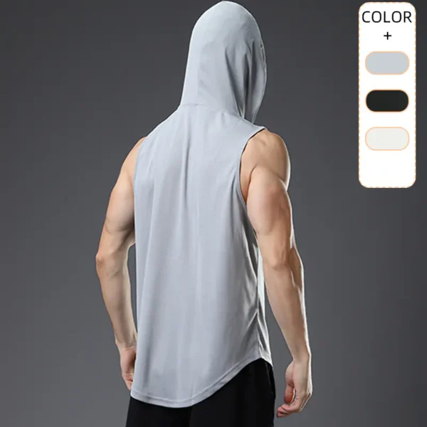 Hooded Fitness Vest Men's Basketball Running Training Loose Quick-Drying Breathable Vest European And American Large Size Sports Vest